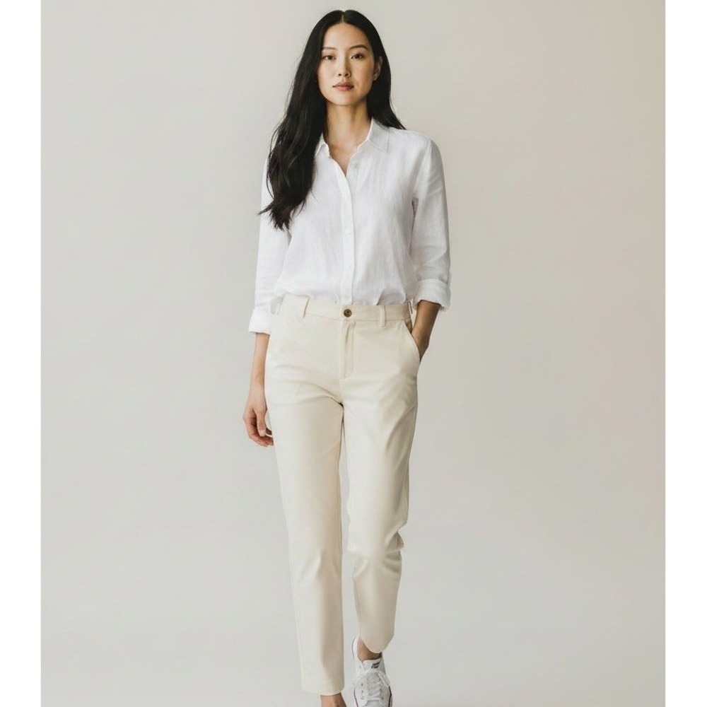 Lilly Pulitzer High Rise Trousers Dressy Office Quiet Luxury Pants 12 Ivory Line